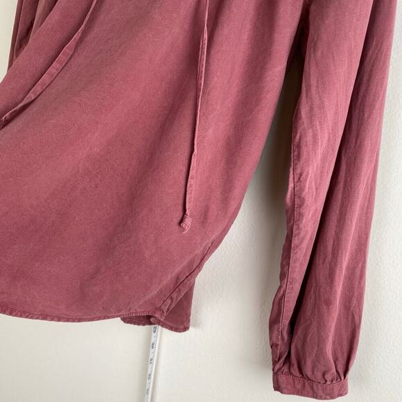 Cloth & Stone Becky Blouse Size M Wine Red Tencel Long Sleeve Boho Anthopologie - Picture 7 of 12